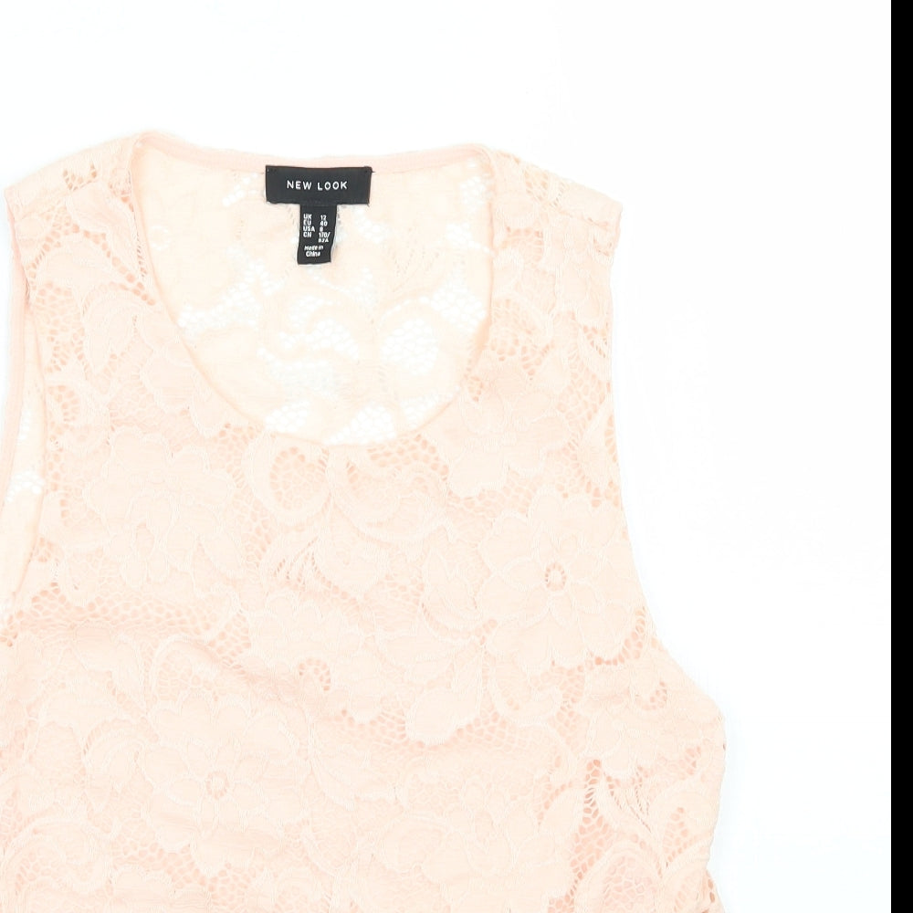 Womens UK Size 12 Newlook Pink Basic T-Shirt
