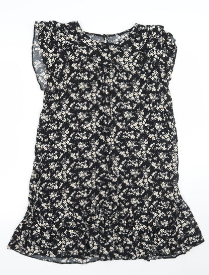 George Womens Black Floral  A-Line  Size 12