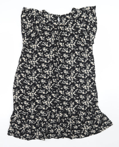 George Womens Black Floral  A-Line  Size 12