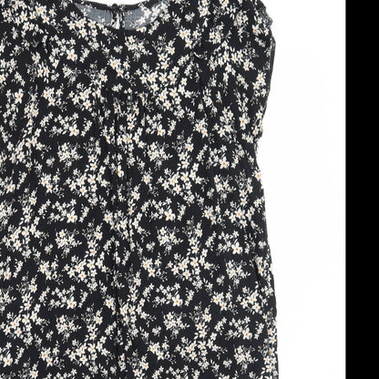 George Womens Black Floral  A-Line  Size 12