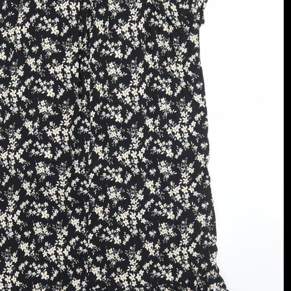 George Womens Black Floral  A-Line  Size 12