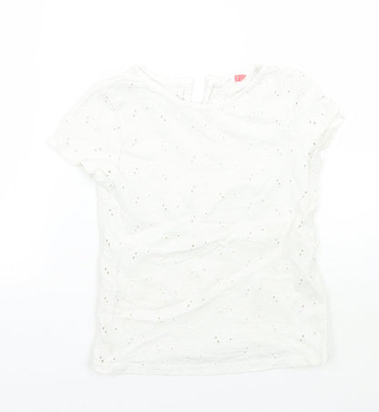 John Lewis Girls White Batik  Basic T-Shirt Size 7 Years