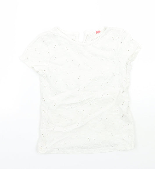John Lewis Girls White Batik  Basic T-Shirt Size 7 Years