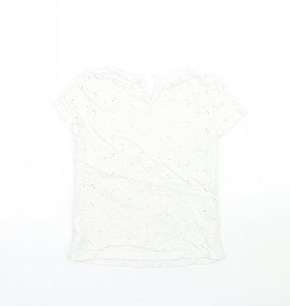 John Lewis Girls White Batik  Basic T-Shirt Size 7 Years