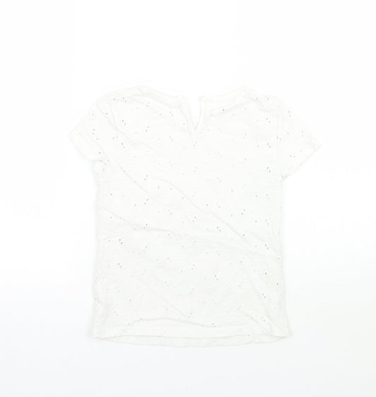 John Lewis Girls White Batik  Basic T-Shirt Size 7 Years