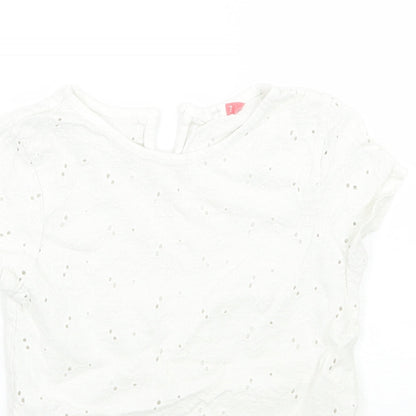 John Lewis Girls White Batik  Basic T-Shirt Size 7 Years