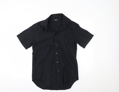 Mens UK Size M Moto Black  Button-Up Short Sleeve Casual Shirt