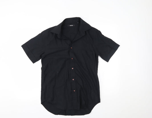 Mens UK Size M Moto Black  Button-Up Short Sleeve Casual Shirt