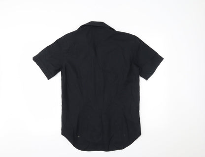 Mens UK Size M Moto Black  Button-Up Short Sleeve Casual Shirt