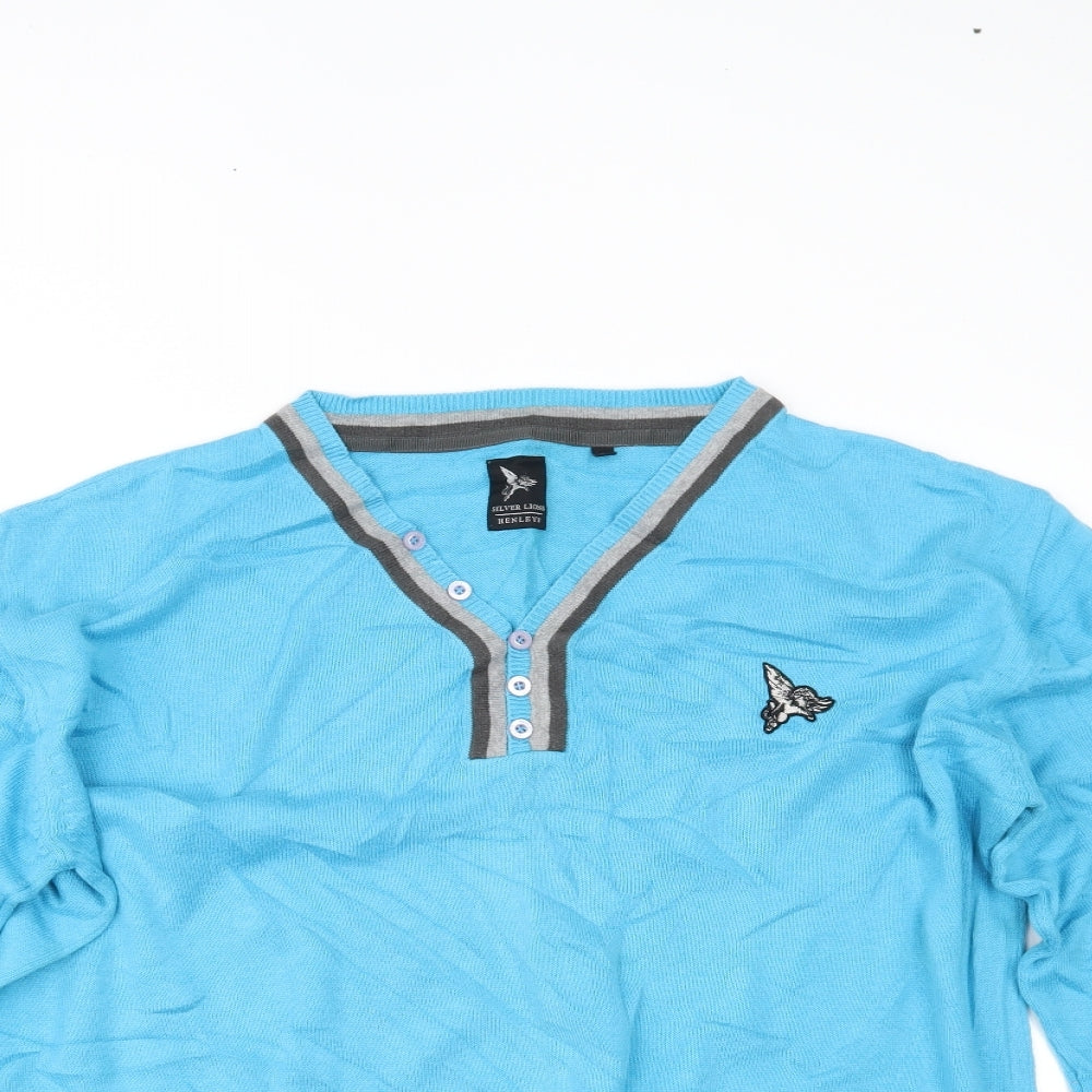 silver lions Mens Blue   Henley Jumper Size M