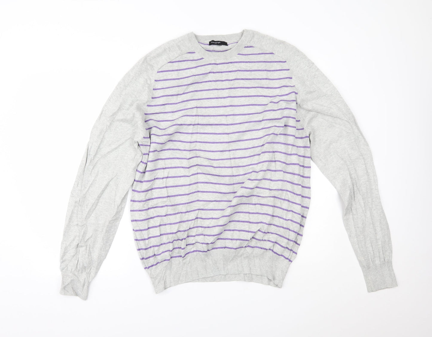 Marks and Spencer Mens Grey Striped  Pullover Jumper Size 2XL