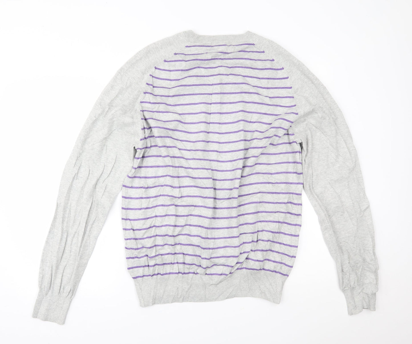 Marks and Spencer Mens Grey Striped  Pullover Jumper Size 2XL