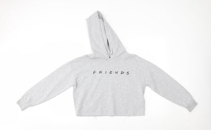 New Look Girls Grey   Pullover Hoodie Size 12-13 Years  - friends, cropped