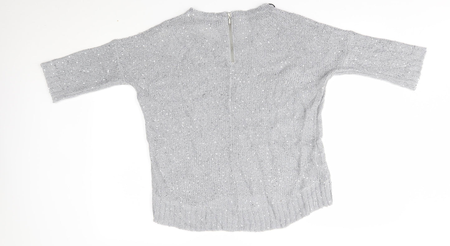 Womens UK Size 10 Warehouse Grey Pullover Jumper