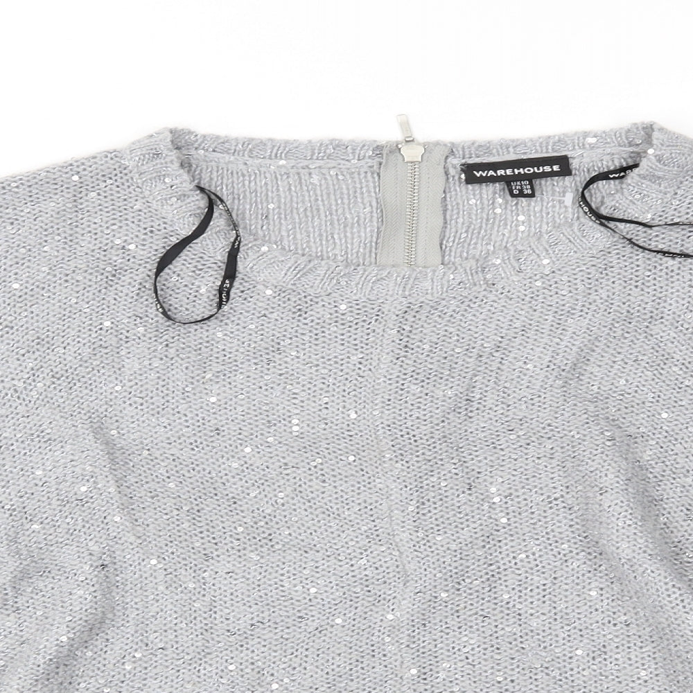 Womens UK Size 10 Warehouse Grey Pullover Jumper