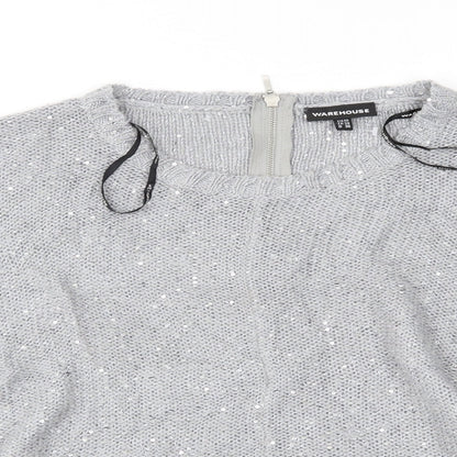 Womens UK Size 10 Warehouse Grey Pullover Jumper