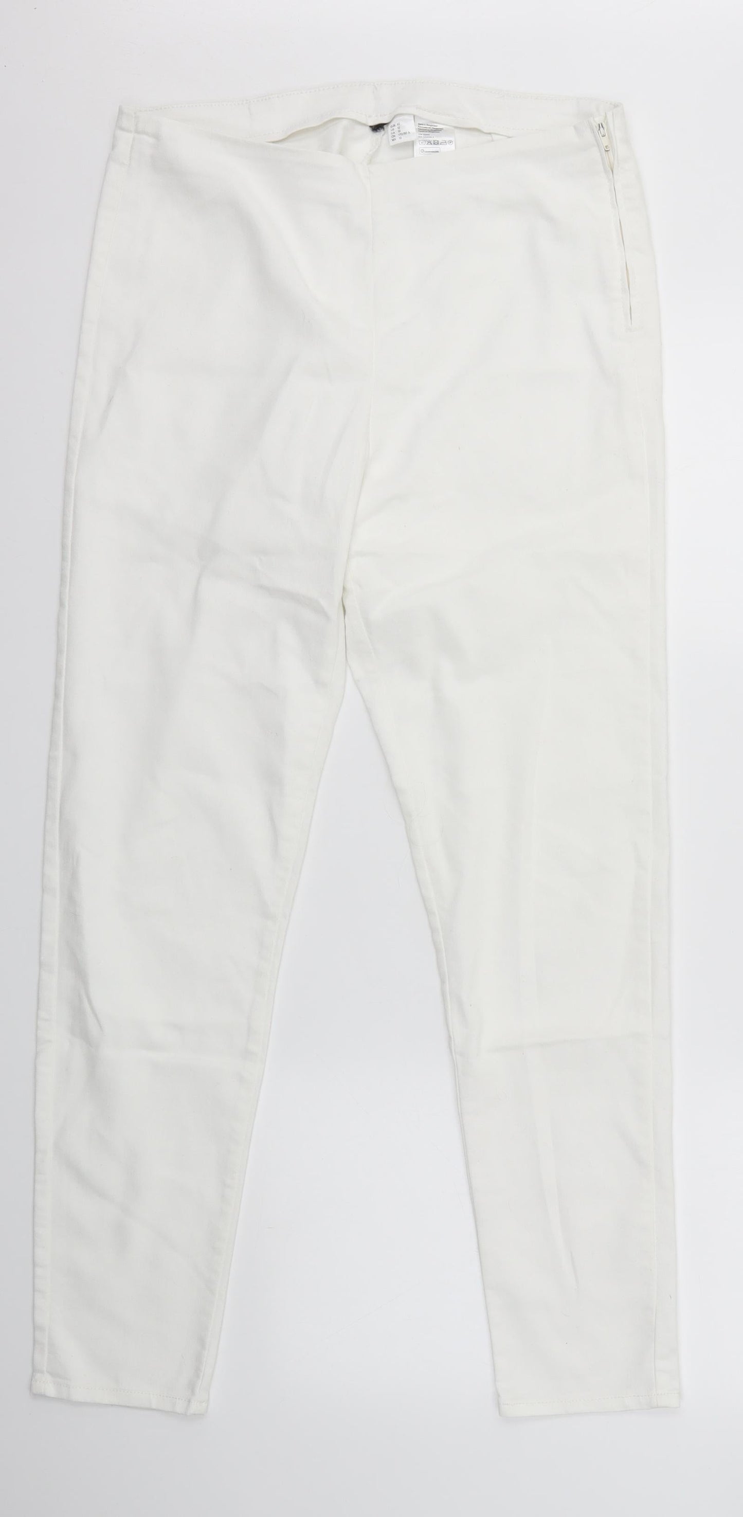 Womens UK Size 14 H&M Regular Fit Skinny White Jeans