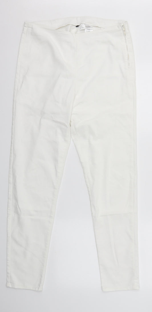 Womens UK Size 14 H&M Regular Fit Skinny White Jeans