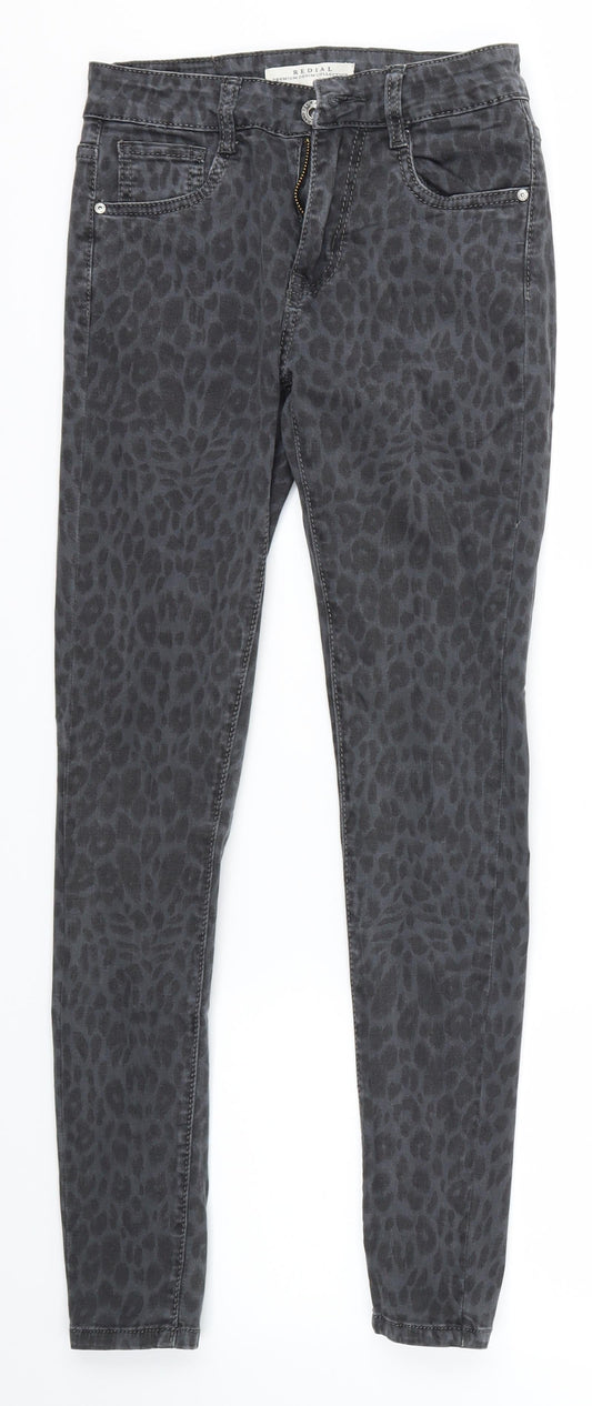 Redial Womens Multicoloured Animal Print  Skinny Jeans Size 6 L27 in
