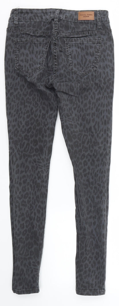 Redial Womens Multicoloured Animal Print  Skinny Jeans Size 6 L27 in