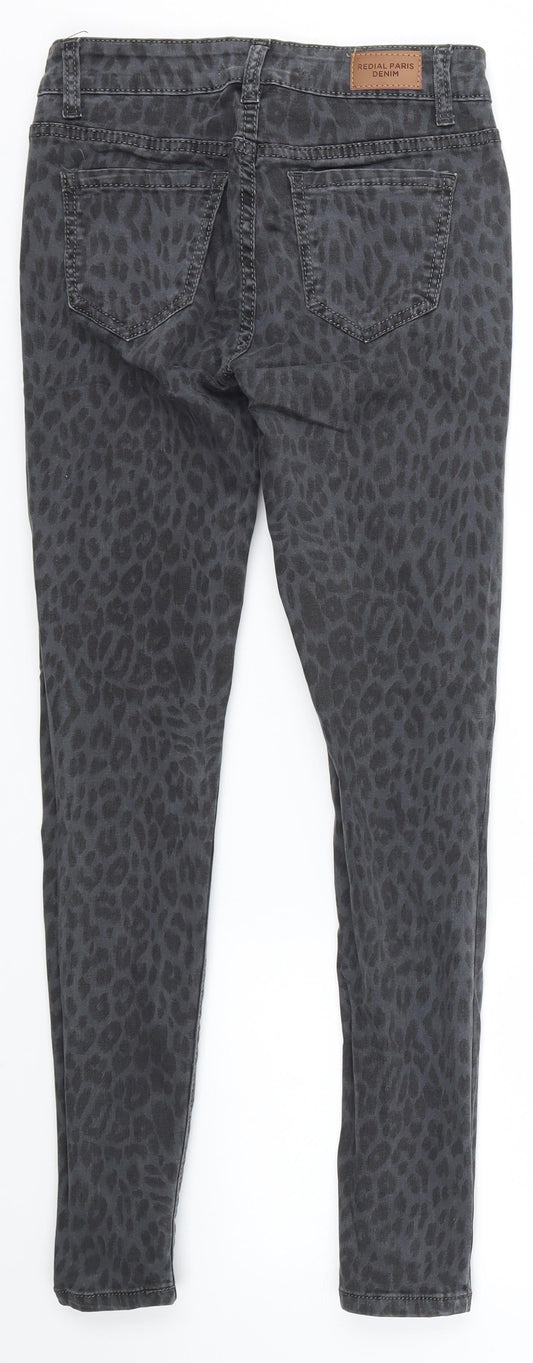 Redial Womens Multicoloured Animal Print  Skinny Jeans Size 6 L27 in