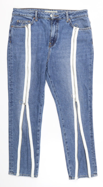 Topshop Womens Blue   Straight Jeans Size 32 in L30 in