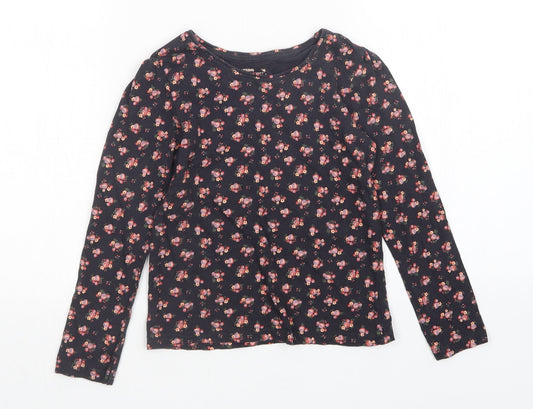 Young Dimension Girls Black Floral  Basic T-Shirt Size 6-7 Years