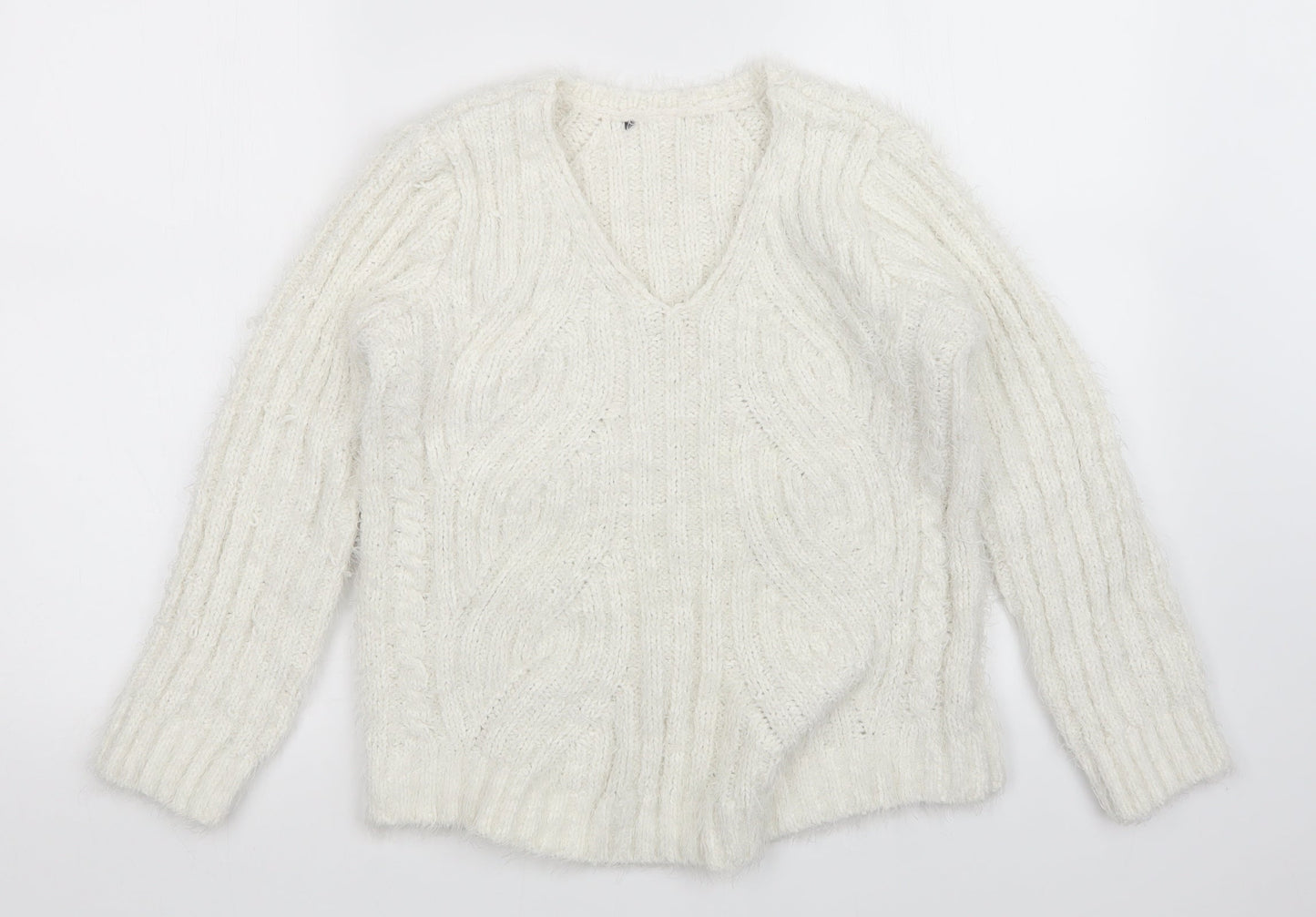 Womens UK Size M M&S White Pullover Jumper
