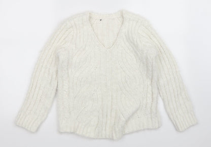 Womens UK Size M M&S White Pullover Jumper