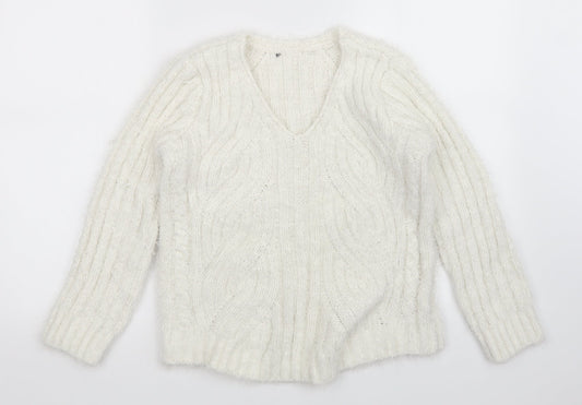 Womens UK Size M M&S White Pullover Jumper