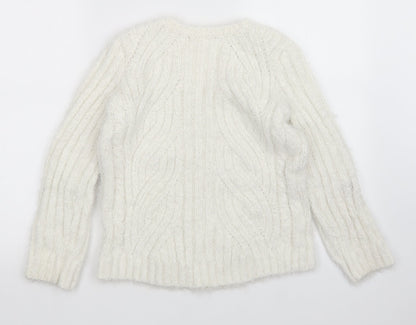 Womens UK Size M M&S White Pullover Jumper