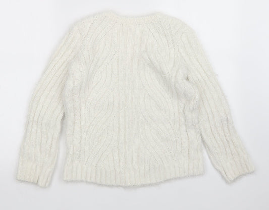 Womens UK Size M M&S White Pullover Jumper
