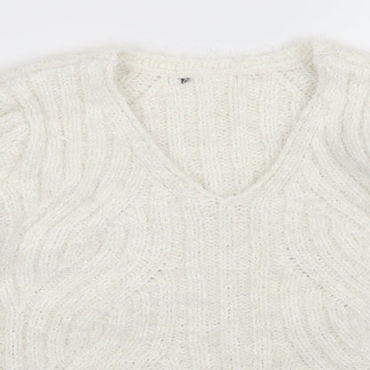 Womens UK Size M M&S White Pullover Jumper