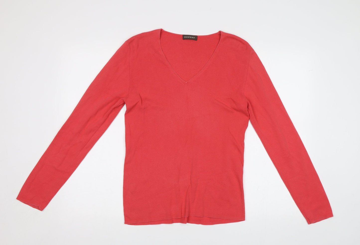 Womens UK Size S Repeat Red Henley Jumper