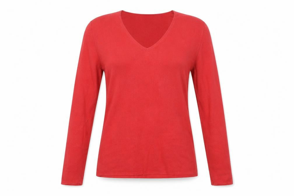 Womens UK Size S Repeat Red Henley Jumper