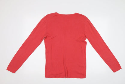 Womens UK Size S Repeat Red Henley Jumper