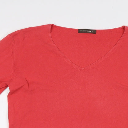 Womens UK Size S Repeat Red Henley Jumper