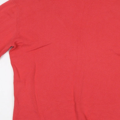 Womens UK Size S Repeat Red Henley Jumper