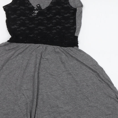 H&M Womens Grey   Fit & Flare  Size 6