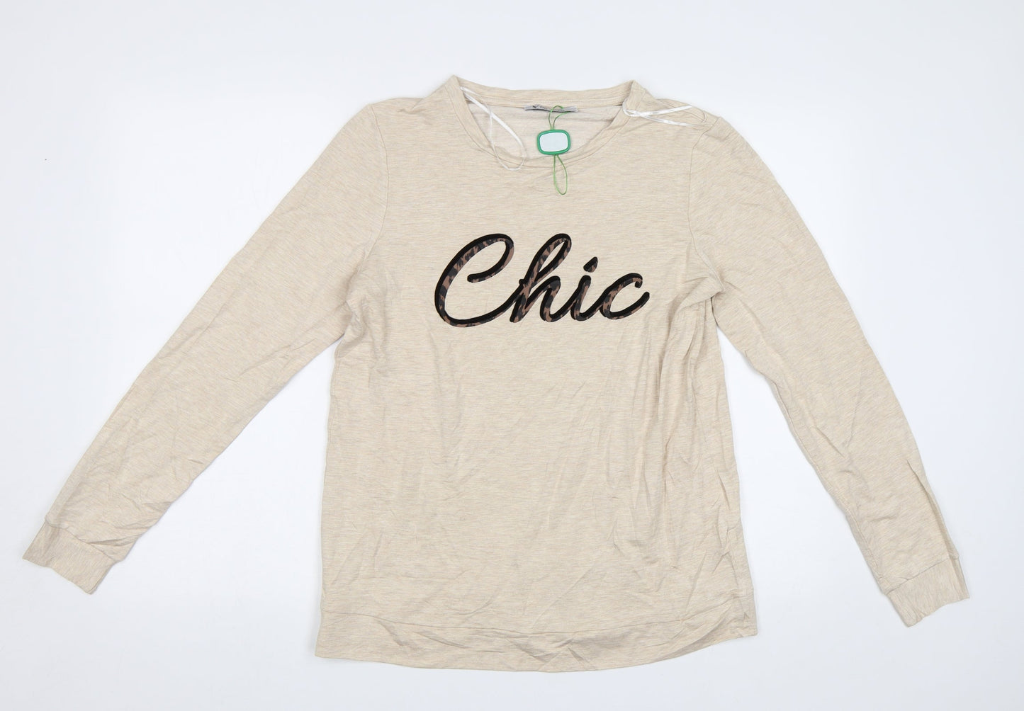 Yns Tekstil Womens Beige   Pullover Sweatshirt Size M  - Chic