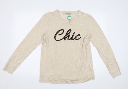 Yns Tekstil Womens Beige   Pullover Sweatshirt Size M  - Chic