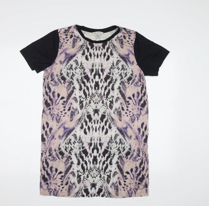 Miss Selfridge Womens Purple Animal Print  Basic Blouse Size 8