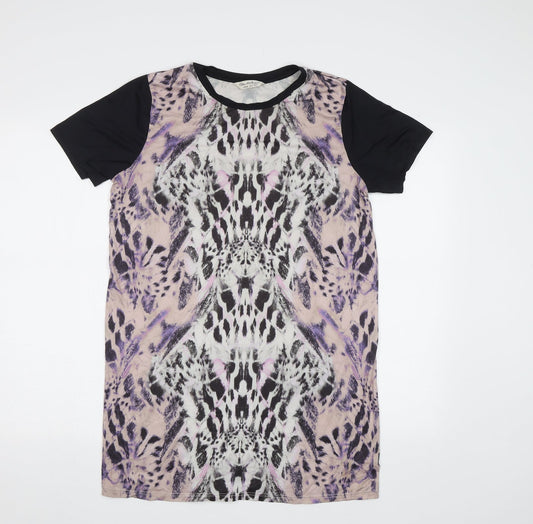 Miss Selfridge Womens Purple Animal Print  Basic Blouse Size 8