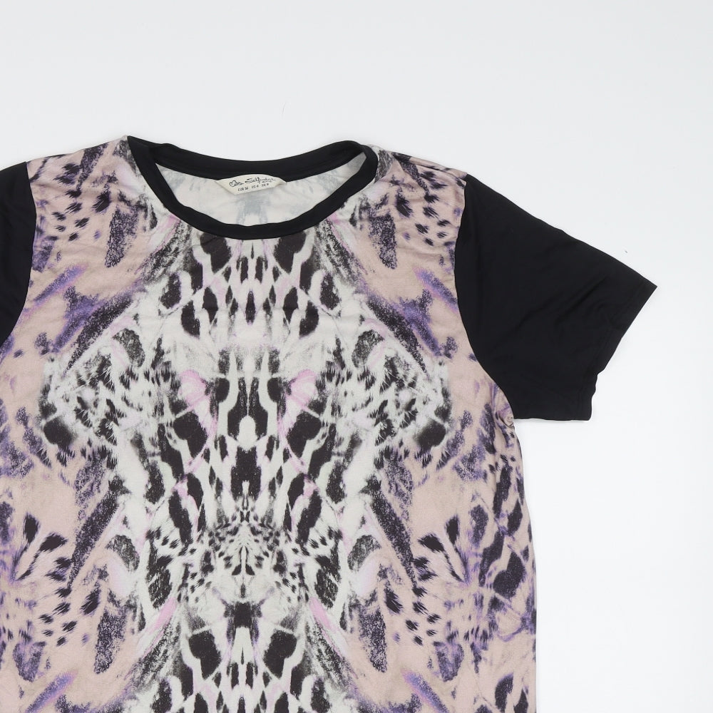 Miss Selfridge Womens Purple Animal Print  Basic Blouse Size 8
