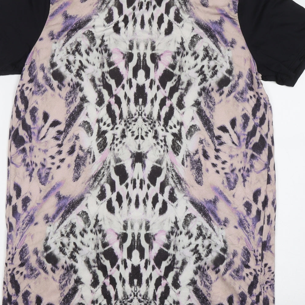Miss Selfridge Womens Purple Animal Print  Basic Blouse Size 8