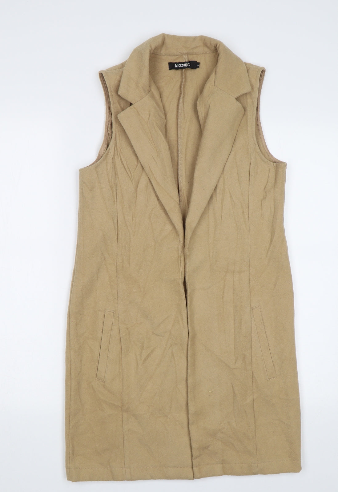 Missguided Womens Beige   Overcoat Waistcoat Size 8