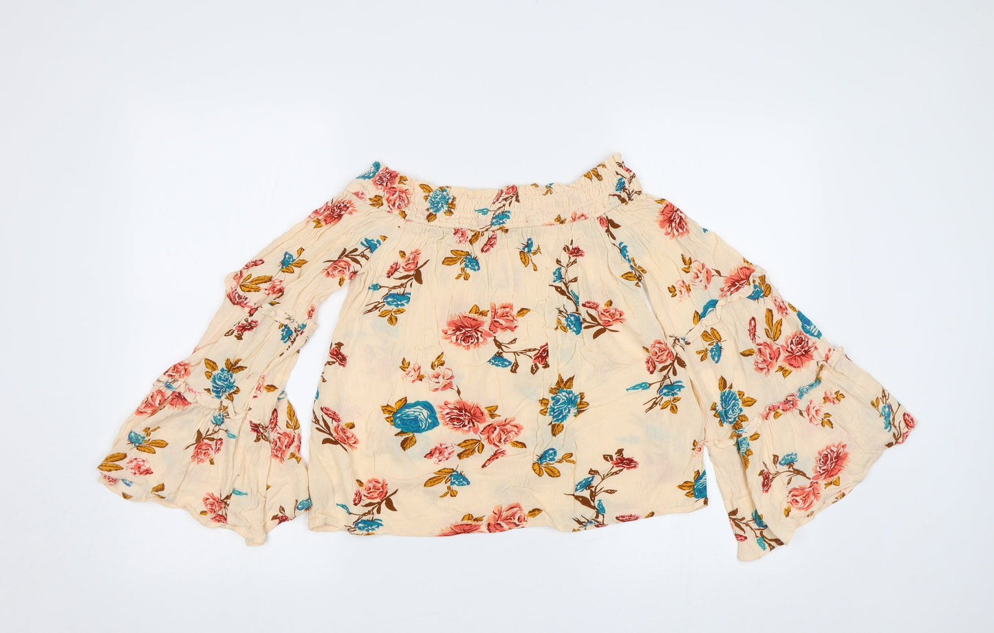 Primark Womens Beige Floral  Basic Blouse Size 10