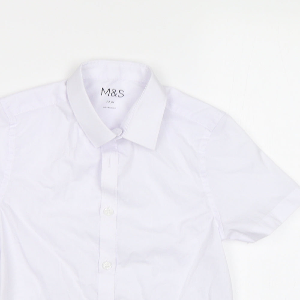 M&S Boys White   Basic Button-Up Size 7-8 Years