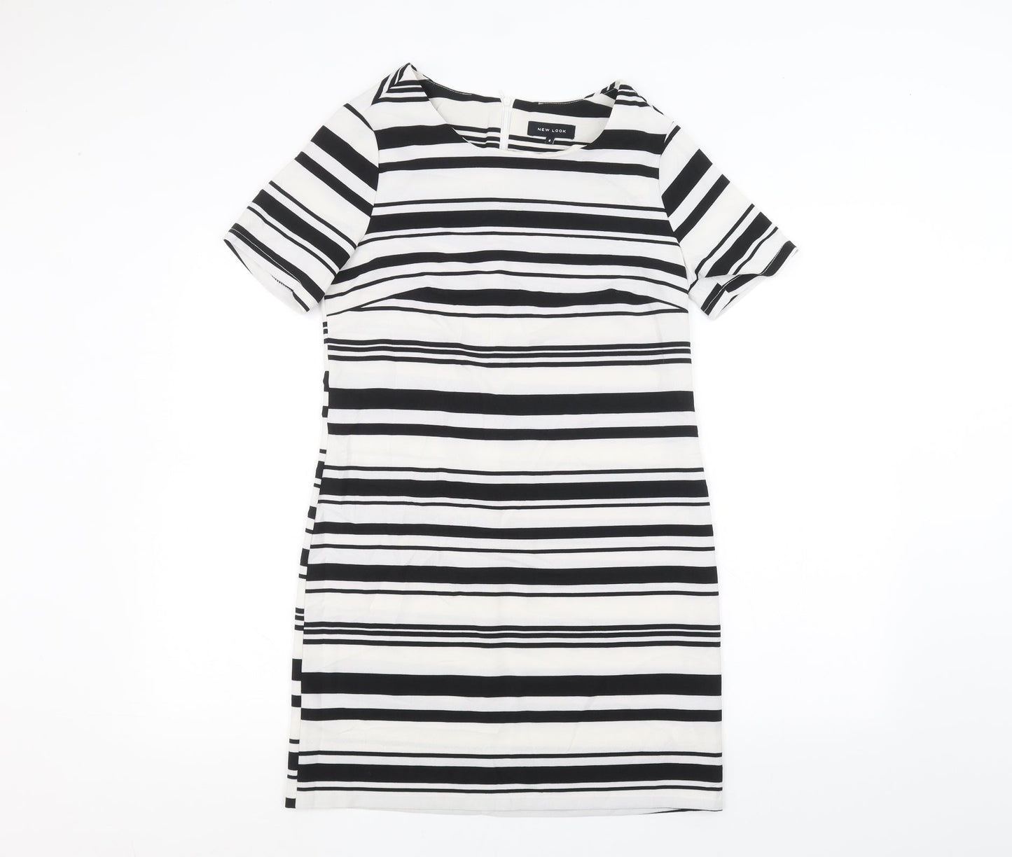 New Look Womens White Striped  A-Line  Size 8