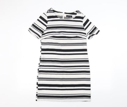 New Look Womens White Striped  A-Line  Size 8